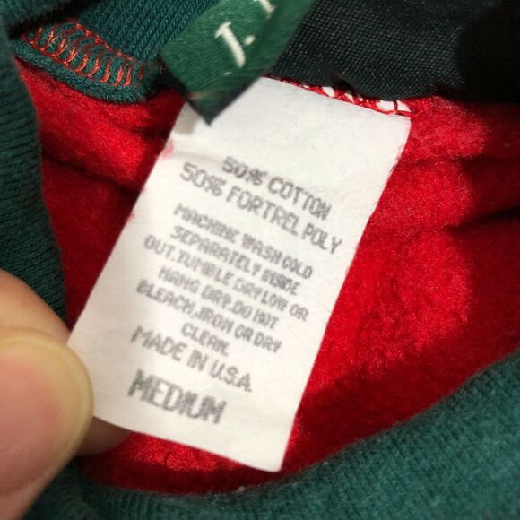 Vintage Christmas Red Mock Neck Sweatshirt Ugly Christmas Teddy Bear Made in USA - Picture 7 of 7